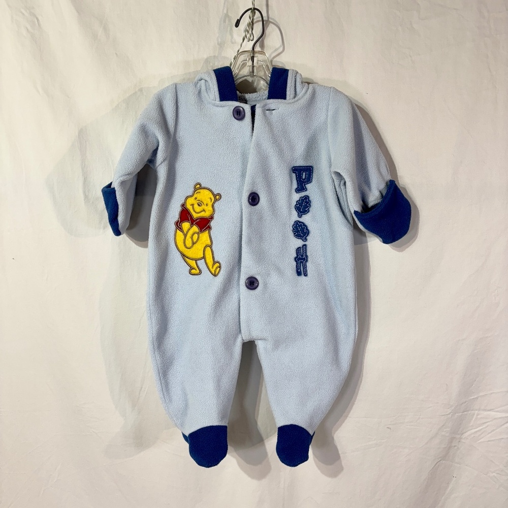 Vintage Disney Winnie the Pooh Fleece‎ One Piece with Hood and Hand Covers